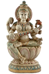 Wooden Saraswati Statue