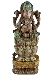 S14-40<br><br> Lord Ganesh Wooden Statue Antique - 24"H