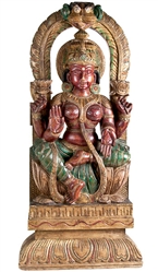 Wooden Goddess Laxmi Statue