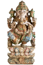 Wooden Lord Ganesh Statue