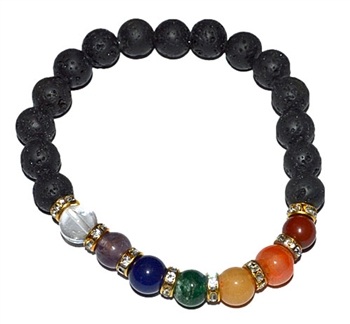 Wholesale 7 Chakra Lava Stone Stretch Bracelet