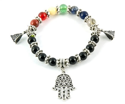 Wholesale 7 Chakra Hamsa Stretch Bracelet