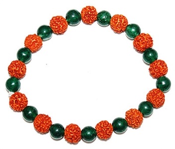 Wholesale Green Jade & Rudraksha Stretch Bracelet