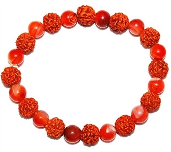 Wholesale Red Carnelian & Rudraksha Stretch Bracelet