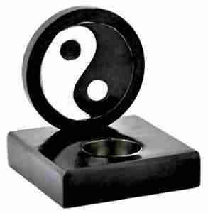Stone Carved Ying Yang Candle Holder