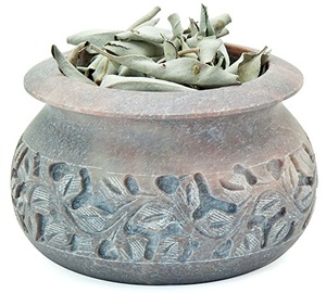 Wholesale Floral Carved Smudge Pot