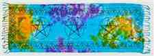 SCV151<BR><BR>3 Pentacle in Tie Dye Scarve / Altar Cloth - 22" x 68"