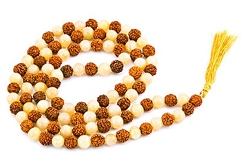 Wholesale Golden Quartz & Rudraksha Prayer Mala