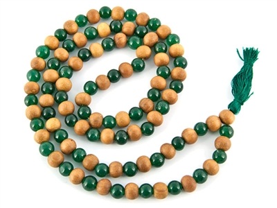 Wholesale Green Jade & Natural Sandalwood Prayer Mala