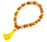 Wholesale Rudraksha + White Sandalwood Stretch Bracelet