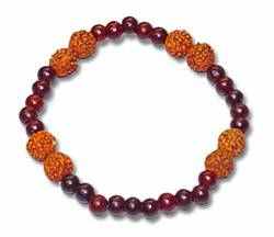 SMA50<br><br> 3 Pieces Red Sandalwood & Rudraksha Stretch Bracelet