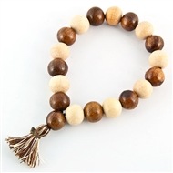 Wholesale Sheesham Wood + White Wood Stretch Bracelet