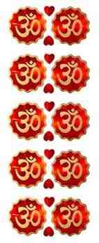 Om Symbol in Red and Gold Stickers