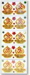 Om Symbol in Red, Green & Gold Stickers