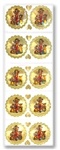 STR702<BR><BR>Laxmi, Ganesh & Saraswati in Gold Sticker - 2"D (10 Per Pack)