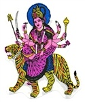 STR802<BR><BR>Goddess Durga Sticker - 2.5" x 3"(10 Per Pack)