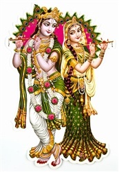 Wholesale Radha & Krishna Playing Flute Jumbo Stickers