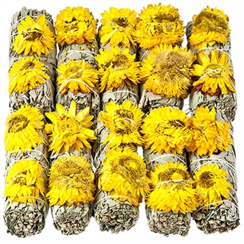 Wholesale White Sage & Sunflower Smudge Sticks