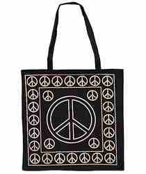 Wholesale Gold Print Peace Sign Tote Bag