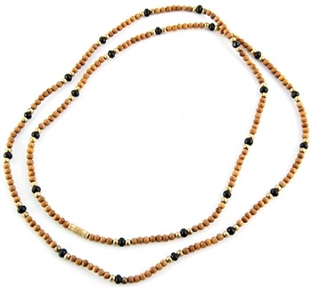 Wholesale White Sandalwood with Black & Gold Beads Necklace