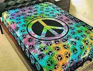 Wholesale Tapestry - Tie Die Peace Sign Tapestry/Bedspread