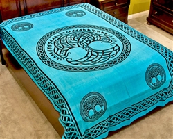 TP99TR<BR><BR>The Tree of Life Tapestry (Turquoise) - 72" x 108"