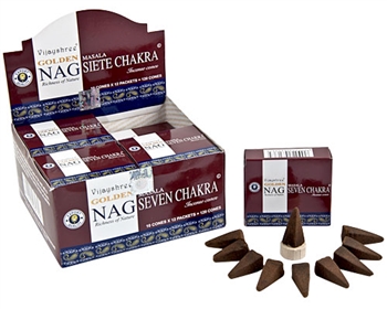 Wholesale Golden Nag Seven Chakra Cone Incense