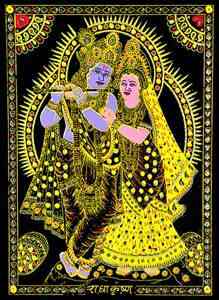 Radha Krishna Print on Velvet Cloth