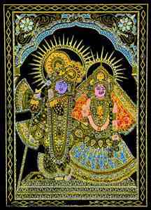 Radha Krishna Print on Velvet Cloth