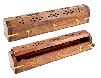 Wooden Incense Box Burner with 20 Sticks Jasmine