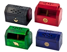 WBR120<br><br> 4 Pieces Assorted Color Mini Coffin Box Burner Set for Cone - 3.5"L