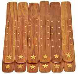 WBR13<br><br> 12 piecesStar Wooden Incense Burner 10"L