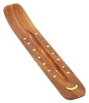 WBR15<br><br> 12 Pieces Moon Wooden Incense Boat Burner - 10"L