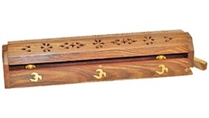 WBR68<BR><BR>2 Pieces Wooden Om Sticks/cone Box Burner 12"L