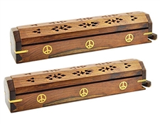 Wholesale Peace Sign Wooden Incense Coffin Box Burner