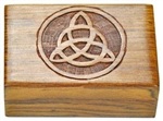 WBX03<BR><BR>Triquetra Carved Wooden Box - 4"x6"