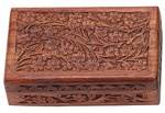 <!WBX08>Floral Carved Wooden Box - 5"x8"