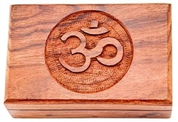 WBX62<br><br> *OM SYMBOL CARVED WOODEN BOX 4"X6"