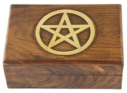 WBX71<br><br> *PENTACLE BRASS INLAY WD BOX 4"X6"