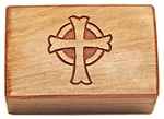 WBX77<BR><BR>Celtic Cross Carved Wooden Box - 4" x 6"