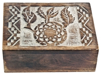 WBX83<BR><BR>Carved Wooden Box - 7"x5"