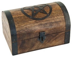 <!WBX92>Pentacle Wooden Chest - 6" x 4" x 4"