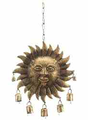 WCH13<br><br> 4 Pieces Sun Face Chime - 10"W, 19"H