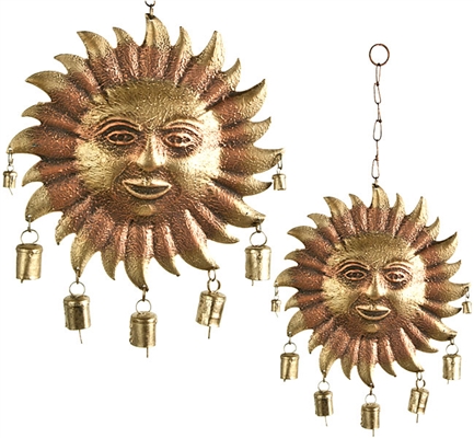 WCH13<BR><BR>4 Pieces Sun Face Chime - 10"W, 19"H