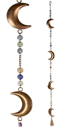 WCH24<BR><BR>2 Pieces Moon Windchime with Beads - 2.5"W, 41"H