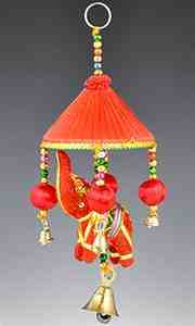 Cotton Elephant Chime with beads and miniature Bells