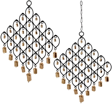 WCH42<br><br> 2 Pieces Iron Chime with 34 Bells - 14"W, 24"H