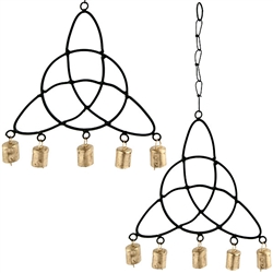 WCH58<br><br> 4 Pieces Triquetra Chime with Bells - 9"W, 16'H