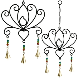 WCH85<BR><BR>2 Pieces Lotus Flower Wind Chimes - 19"L, 9"W
