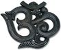 WHN01<BR><BR>Om Wood Wall Hanging Black 8"H, 9"W
